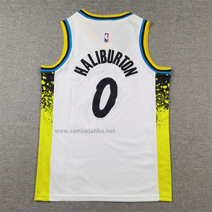 Camiseta Nino Indiana Pacers Tyrese Haliburton #0 Ciudad 2024-25 Blanco